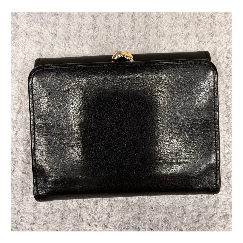 Vintage Coach Black Water Buffalo Leather French Wallet #80660